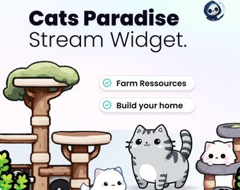 Widget de transmisión - Cats Paradise: ¡Gana recompensas, mejora tu casa y más! Twitch y YouTube