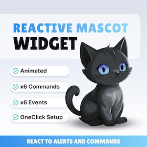 REACTIVE STREAM PET - ブラックキャット - Twitch ウィジェット - HD ファイル - 即時ダウンロード - StreamElements でセットアップ // Obs と互換性あり