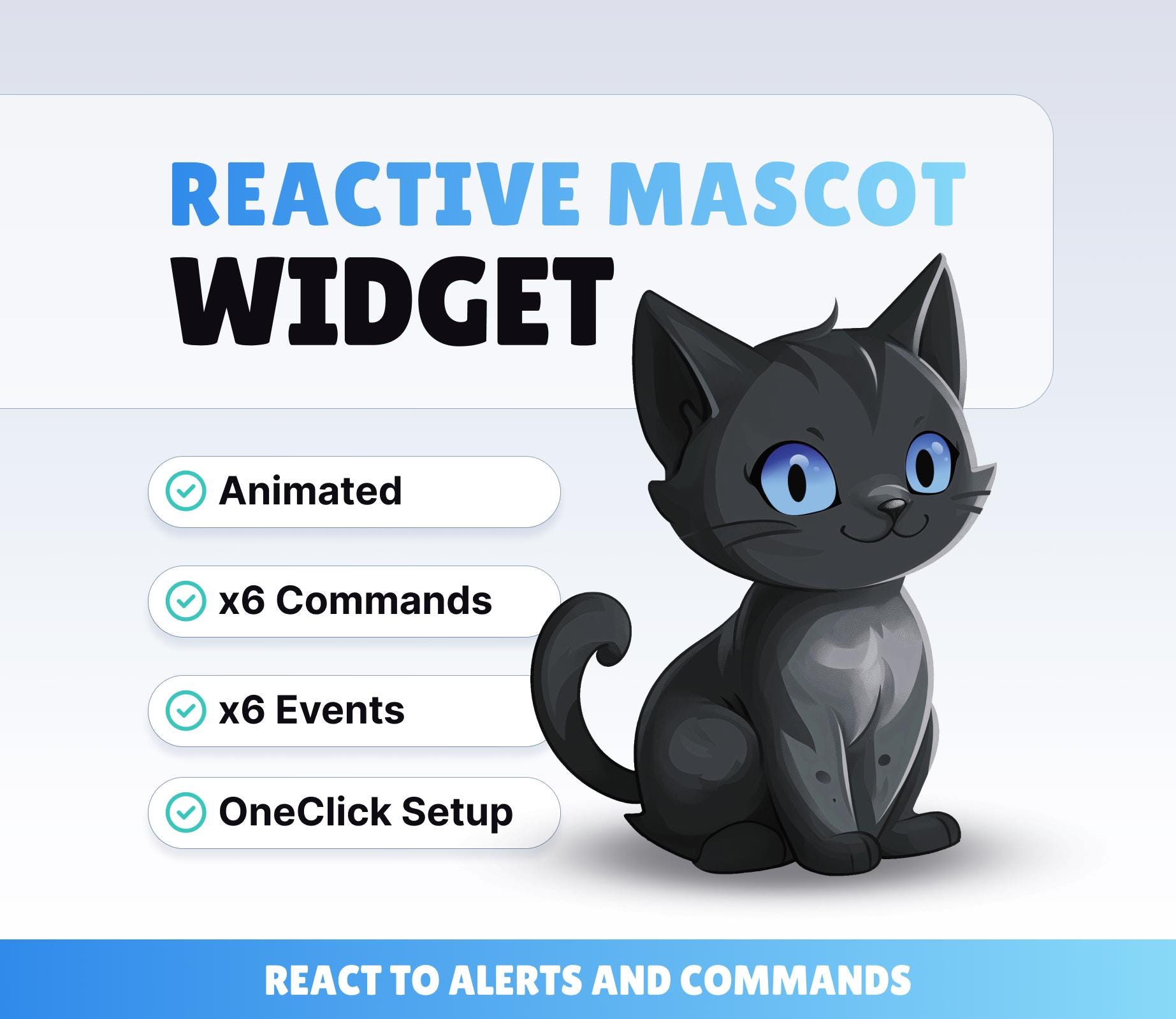 REACTIVE STREAM PET - Schwarze Katze - Twitch Widget - Hd Files - Sofortiger Download - Einrichtung mit StreamElements // Kompatibel mit Obs
