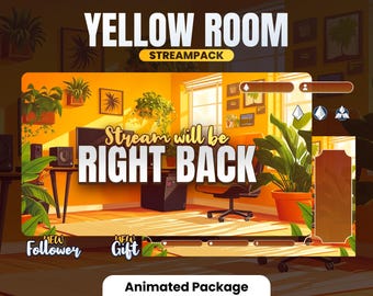 STREAM PACK - Yellow Room - 1920x1080px - Animated - Yellow and Orange - Overlays, Scenes, Alerts and more! Instant download