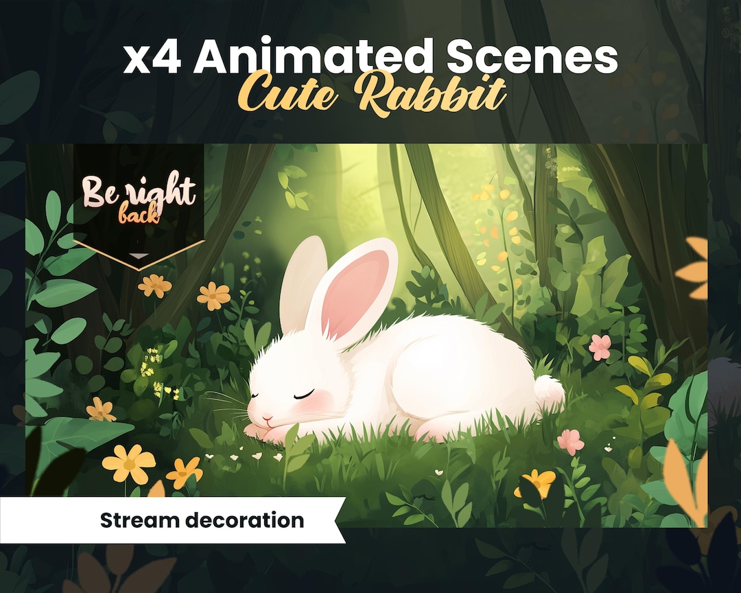 4 Animated Scenes - Cute Rabbit | Twitch Stream Asset | Starting Soon ...
