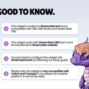 REACTIVE STREAM PET - Purple Dragon - Twitch Widget - Hd Files - Instant download - Setup with StreamElements // Compatible with Obs image 7