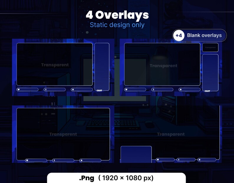 STREAM PACK - Midnight Setup - 1920x1080px - Animated - Black and Blue ...