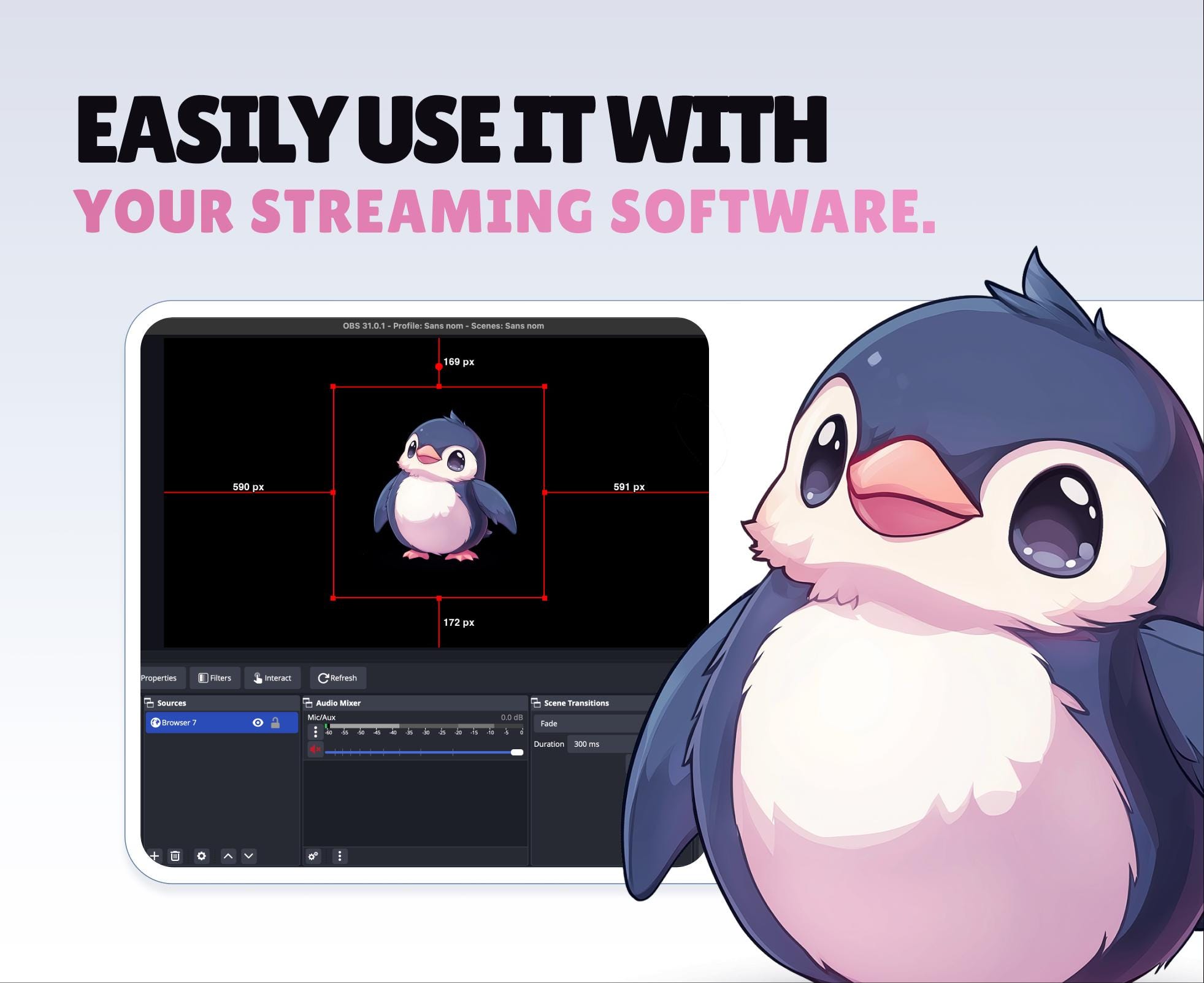REACTIVE STREAM PET - Penguin - Twitch Widget - Hd Files - Instant ...