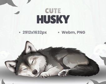 Vtuber pet | Cute Sleeping Husky | Animated perfect loop | HD | Transparent background
