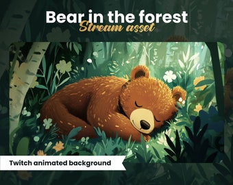 Sleeping Bear Twitch Animated Background – Forest Stream Asset