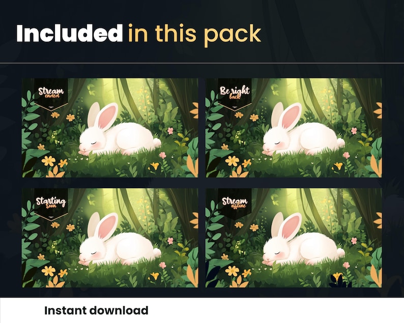 4 Animated Scenes - Cute Rabbit | Twitch Stream Asset | Starting Soon ...