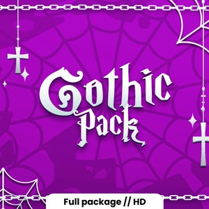 Violettes Gothic Overlays Kit - Twitch Streampack - Animiert - OBS - Violett und Schwarz - Gothic, Witch, Emo, Magic, Dark, Spider, Mystic