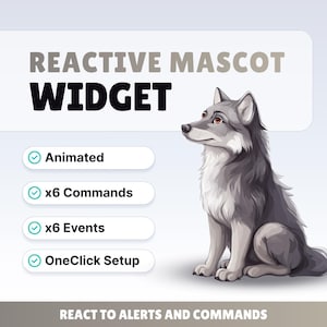 REACTIVE STREAM PET - Grey Wolf - Twitch Widget - Hd Files - Instant download - Setup with StreamElements // Compatible with Obs