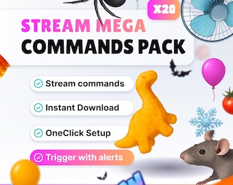 Stream Commands MEGAPACK - x20 Chat commands - Twitch and Youtube - Instant download