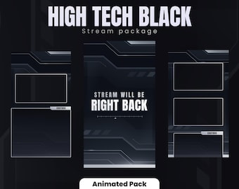 TIKTOK STREAMPACK | High Tech Black | Animated package | Overlays, Scenes, Alerts and more! Instant download