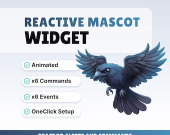 REACTIVE STREAM PET - Raven - Twitch Widget - Hd Files - Instant download - Setup with StreamElements // Compatible with Obs