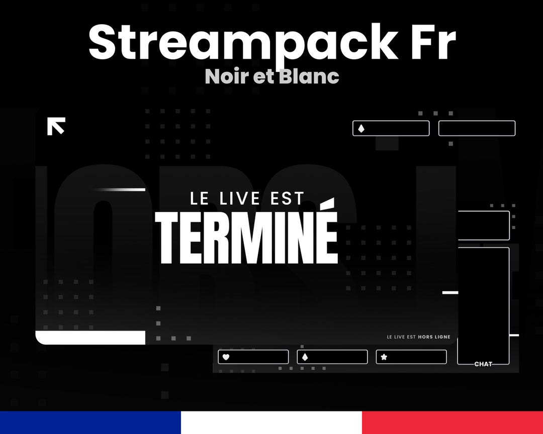 Noir Et Blanc Minimaliste | Overlays Kit En Français | Twitch ...