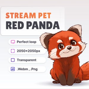 STREAM PET - Panda rojo - Animación - Bucle perfecto - Archivos HD (2050x2050px) - Fondo transparente
