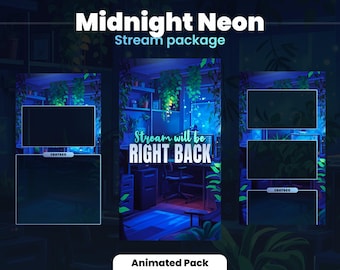 TIKTOK STREAMPACK | Midnight Neon | Animated stream package | Phone size | Overlays, Scenes, Alerts and more! Instant download