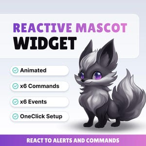 REACTIVE STREAM PET - Dark Fox - Twitch Widget - Hd Files - Instant download - Setup with StreamElements // Compatible with Obs