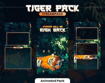 TIKTOK STREAMPACK / Tiger / Paquete animado / ¡Superposiciones, escenas, alertas y más! Descarga instantánea