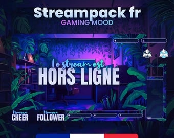 STREAM PACK - Gaming Mood - Pack de Stream animé - 1920x1080px - Overlays, Scènes, Badges, et plus! Téléchargement instantané