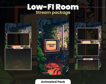 Low-Fi Room // Tiktok Stream Pack | Animated | OBS | Phone size | Low-Fi | Overlays, Screens, Alerts and more!