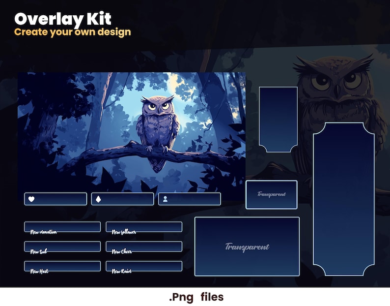 Owl Twitch Stream Overlay Kit | Midnight Forest (instant Download) - Etsy