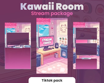 TIKTOK STREAMPACK | Kawaii Room | Animated stream package | Phone size | Overlays, Scenes, Alerts and more! Instant download