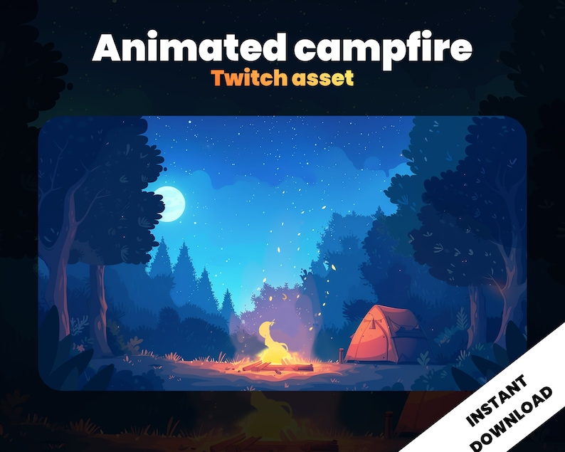 ANIMATED CAMPFIRE - Twitch Assets - Stream Background - Illustrated ...