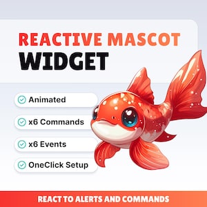 REACTIVE STREAM PET - Koi Carp - Twitch Widget - Hd Files - Instant download - Setup with StreamElements // Compatible with Obs