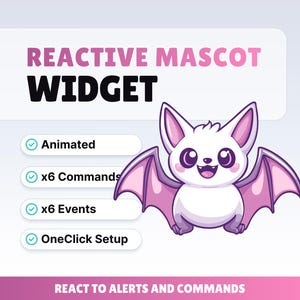 REACTIVE STREAM PET - white bat - Twitch Widget - Hd Files - Instant download - Setup with StreamElements // Compatible with Obs