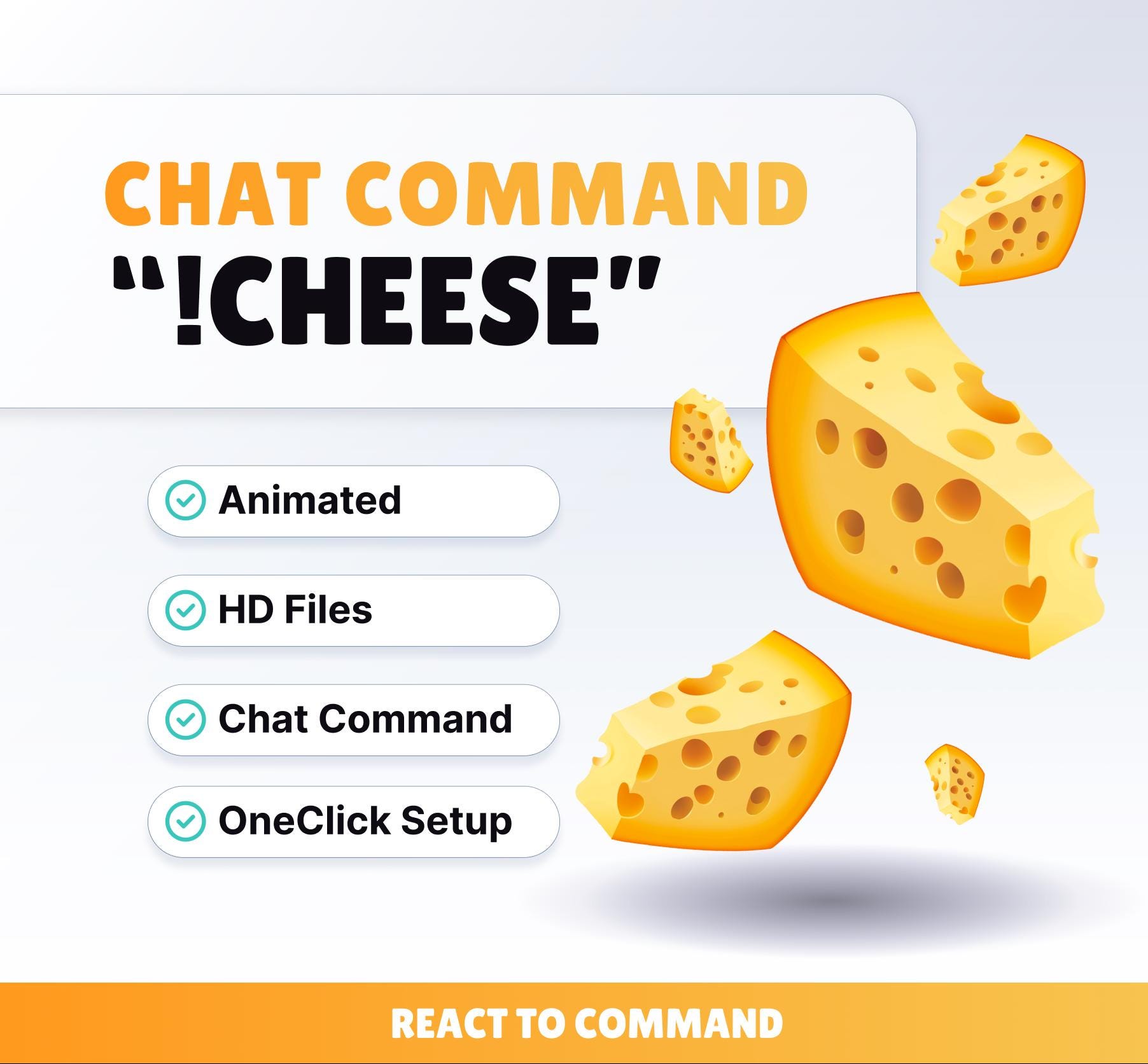 STREAM COMMAND WIDGET - Cheese - Chat Command for Twitch and Youtube // Instant Download