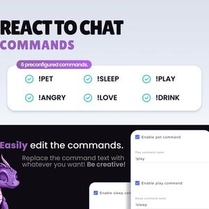 REACTIVE STREAM PET - Purple Dragon - Twitch Widget - Hd Files - Instant download - Setup with StreamElements // Compatible with Obs image 3