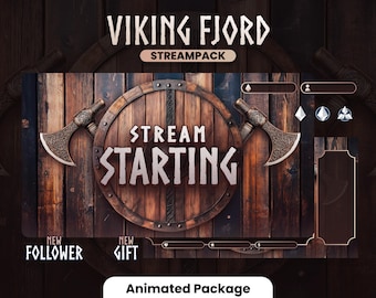 PAQUETE DE TRANSMISIÓN - Viking Fjord - 1920x1080px - Paquete animado - Superposiciones, escenas, alertas y más. Descarga instantánea
