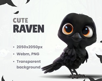 Animated Chibi Raven Pet – Twitch Stream Decoration (Instant Download)