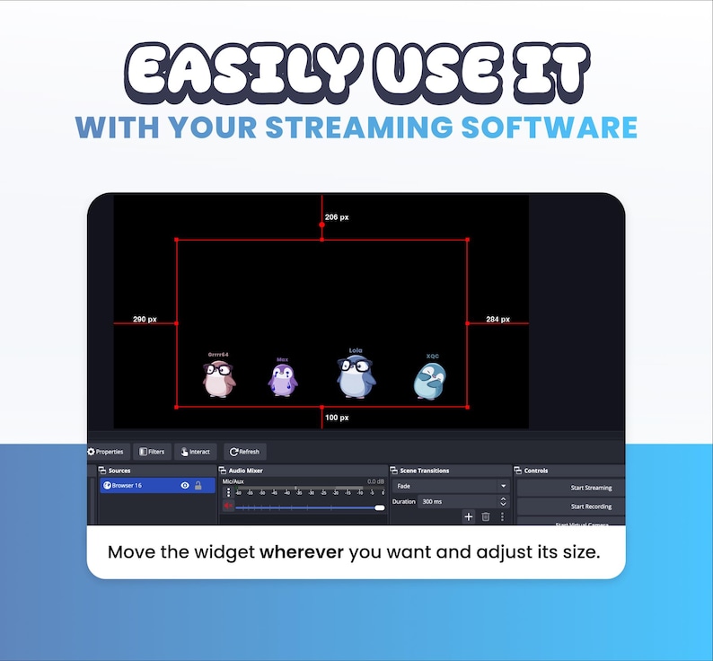 STREAM WIDGET - Penguins - Streamelement Widget - Work With Twitch and ...