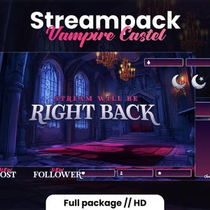 Kit de sobreposições de vampiros | Pacote Twitch Stream | Animado | Escuro e vermelho | Gótico, Low-Fi, Escuro, Sala, Castel | 1920x1080 | HD | Loop