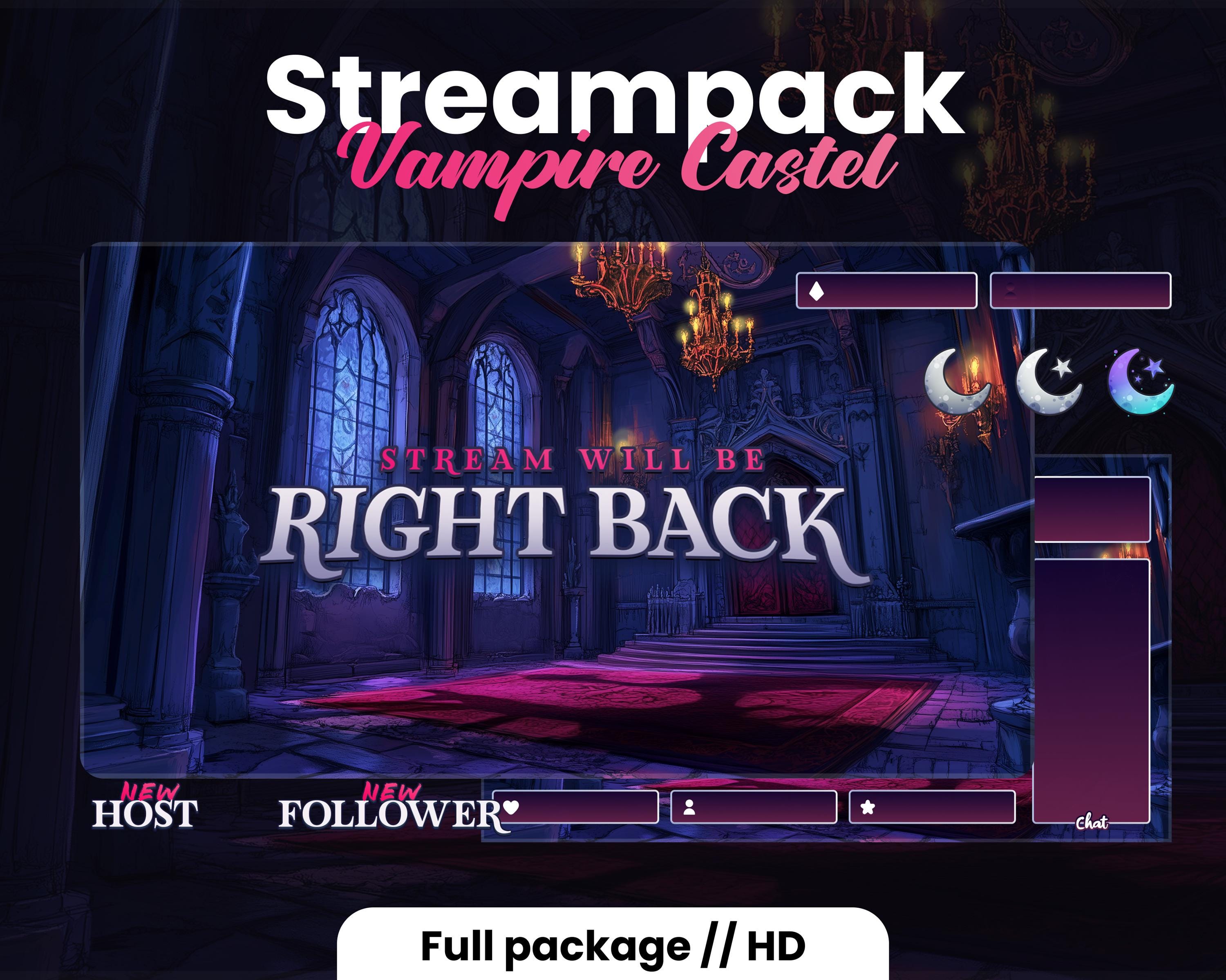 Vampire Overlays Kit | Twitch Stream package | Animated | Dark and Red | Gothic, Low-Fi , Dark , Room, Castel | 1920x1080 | HD | Loop