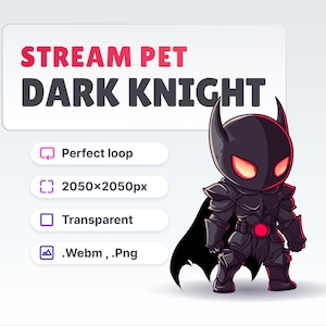May include: Animated GIF of a dark knight character with red eyes and a black cape. The character is wearing armor and is in a fighting stance. The GIF is 2050x2050 pixels and is on a transparent background. The GIF is available in .Webm and .Png formats.