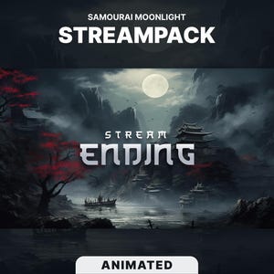 Pacote de transmissão MOONLIGHT SAMOURAI - Dark Japan Streampack - Animado - Telas, alertas, sobreposição, painéis