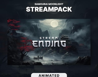 MOONLIGHT SAMOURAI Stream package - Dark japan streampack - Animated - Screens, Alerts, Overlay, Panels