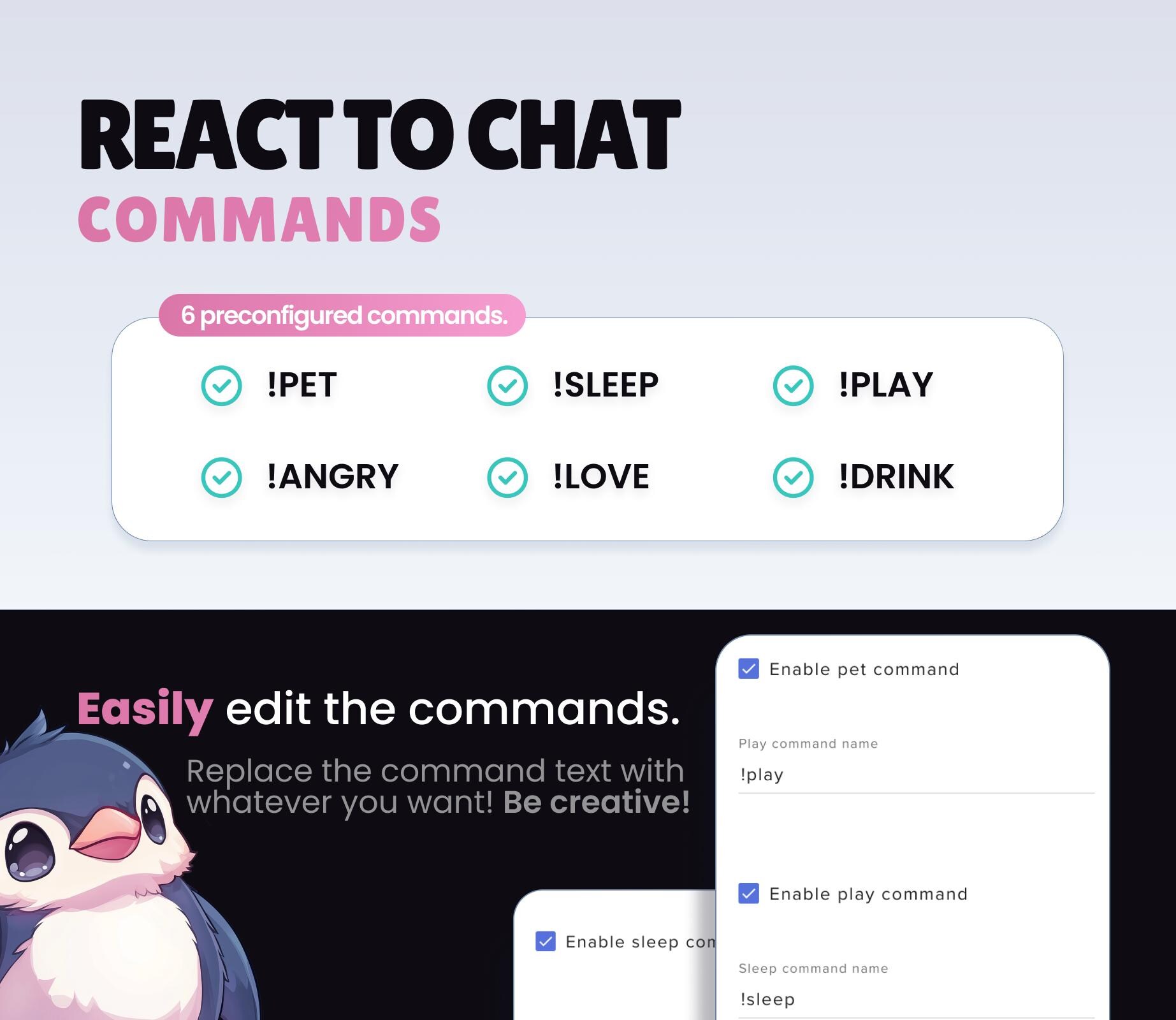 REACTIVE STREAM PET - Penguin - Twitch Widget - Hd Files - Instant ...