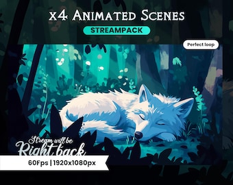 x4 geanimeerde streamscènes - Boswolf - Twitch / Youtube / Kick - 1920 x 1080 px - Perfect Loop - Directe download