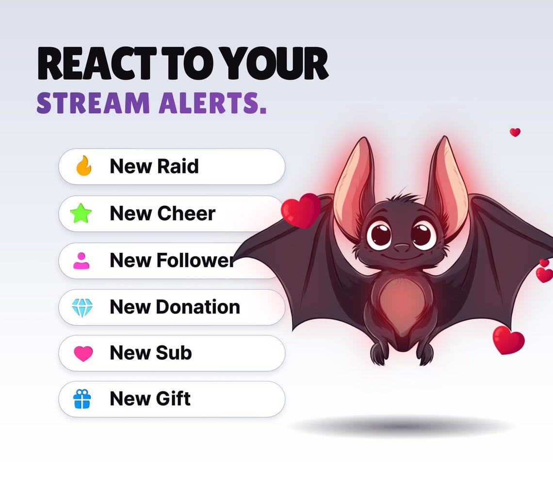 REACTIVE STREAM PET - Bat - Twitch Widget - Hd Files - Instant Download ...