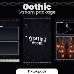 PACOTE DE STREAM TIKTOK Pacote de sobreposições emo escuras góticas / animadas / Telas, alertas, sobreposições, ... Fundo Vtuber incluído - Tik tok