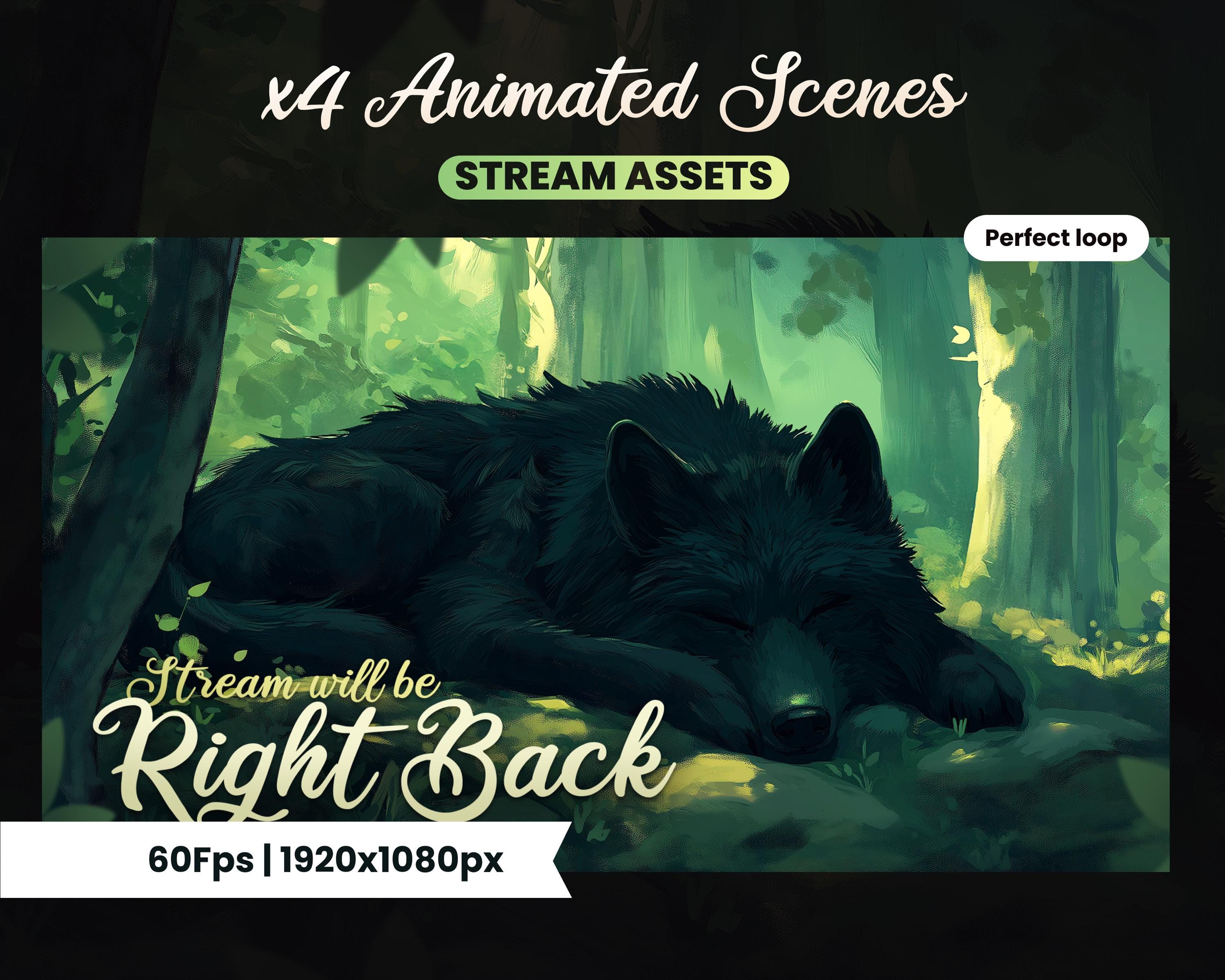 X4 Animated Stream Scenes - Dark Wolf - Twitch / Youtube / Kick ...
