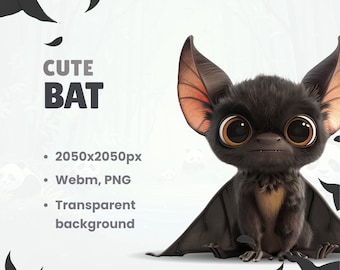 Animated Bat Stream Pet – Vampire Vtuber Companion (PNG & Webm)
