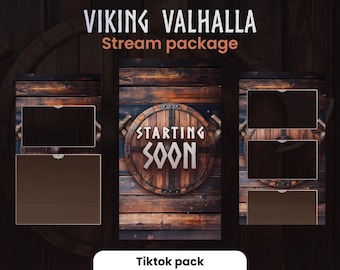 TIKTOK STREAMPACK / Viking / Paquete de transmisión animada / Tamaño de teléfono / Superposiciones, escenas, alertas y más. Descarga instantánea