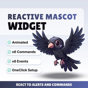 REACTIVE STREAM PET - Schattige raaf - Twitch-widget - Hd-bestanden - Directe download - Installatie met StreamElements //compatibel met Obs