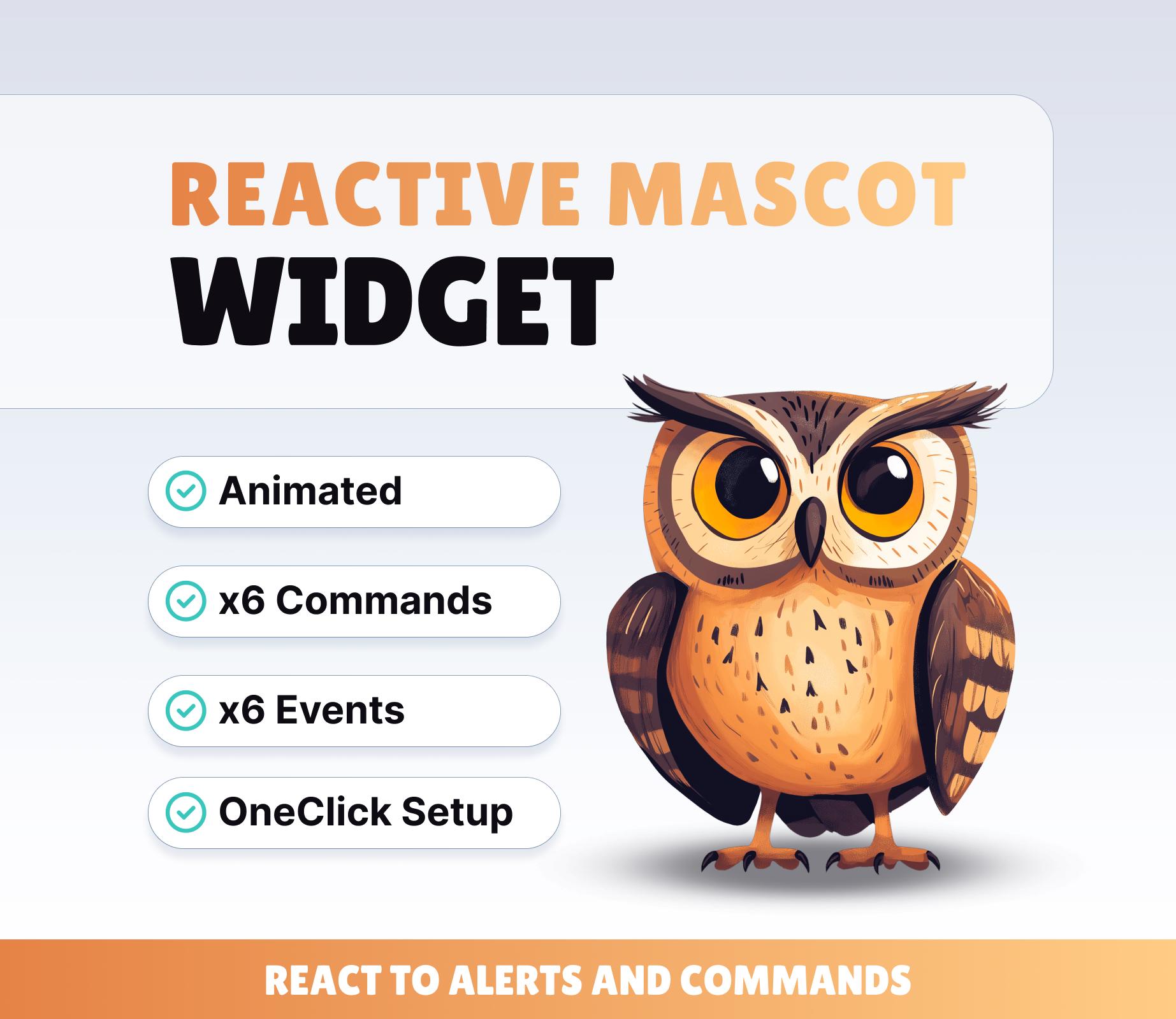 REACTIVE STREAM PET - Owl - Twitch Widget - Hd Files - Instant download - Setup with StreamElements 