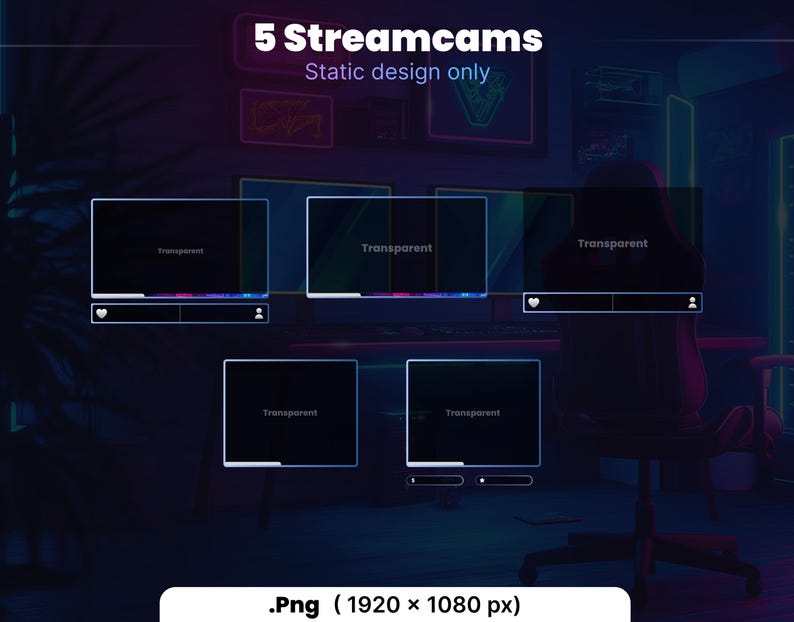 Left Overlay STREAM PACK - Cyber Neon Room - 1920x1080px - Animated - Blue and ...