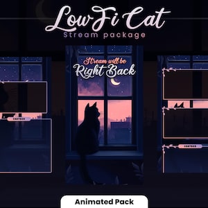 TIKTOK STREAMPACK | LowFI Cat | アニメーション ストリーム パッケージ | 電話サイズ | オーバーレイ、シーン、アラートなど! すぐにダウンロード