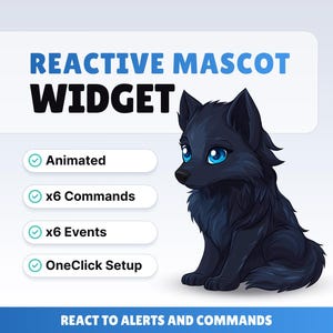 REACTIVE STREAM PET - Dark Wolf - Twitch ウィジェット - HD ファイル - 即時ダウンロード - StreamElements でセットアップ // Obs と互換性あり